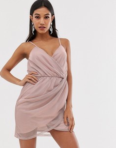 Платье мини с эффектом металлик и заклепками ASOS DESIGN - Розовый