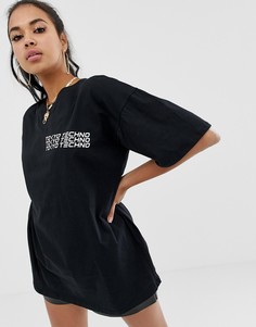 Платье-футболка со слоганом Motel - Черный