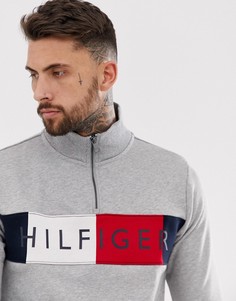 Серый свитшот на молнии с логотипом на груди Tommy Hilfiger - Серый