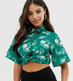 Укороченная рубашка с принтом Fashion Union Petite - Зеленый