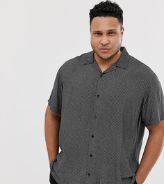 Рубашка с отложным воротником и мелким цветочным принтом Jack & Jones Premium Plus Size - Черный