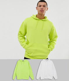 Набор из 2 oversize-худи (мраморный лайм/белый) ASOS DESIGN Tall - Мульти