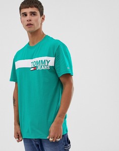 Зеленая футболка с логотипом на груди Tommy Jeans essential - Зеленый