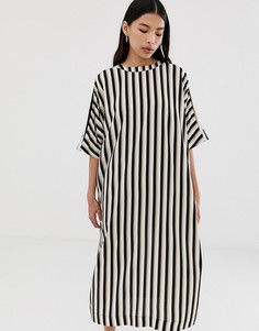 Oversize-платье миди в монохромную полоску Weekday - Мульти