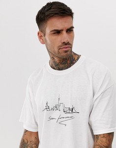 Белая oversize-футболка с принтом San Francisco boohooMAN - Белый