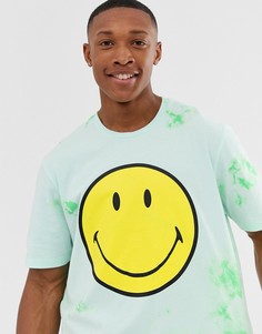 Зеленая футболка с принтом смайлика и тай-дай Jack & Jones Originals - Зеленый