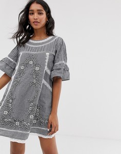 Платье в клеточку Free People Sunny Day - Черный