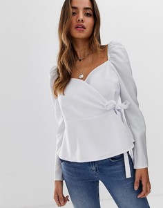 Лонгслив с запахом и вырезом сердечком ASOS DESIGN - Белый