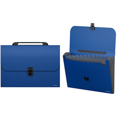 Пластиковый портфель ErichKrause "Classic" с 12 отделениями, A4, синий