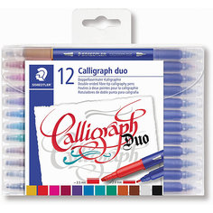 Набор двусторонних фломастеров для письма и дизайна Staedtler Calligraph duo, 12 цветов