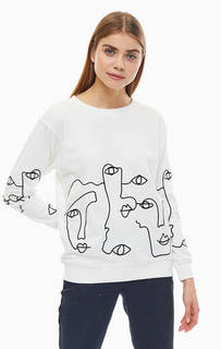 Белый свитшот с оригинальной вышивкой Only