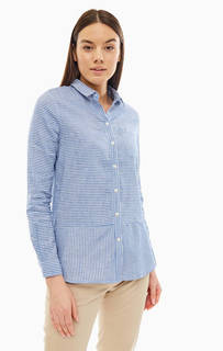 Синяя рубашка в полоску из льна и хлопка Barbour