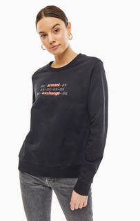 Черный хлопковый свитшот с ярким принтом Armani Exchange