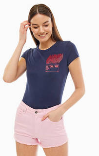 Хлопковая футболка с принтом и отделкой стразами Armani Exchange