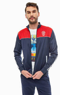 Синяя толстовка на молнии с высоким воротом Guess