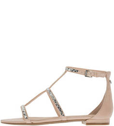 Сандалии бежевого цвета с отделкой камнями Guess