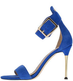Замшевые синие босоножки на каблуке Guess