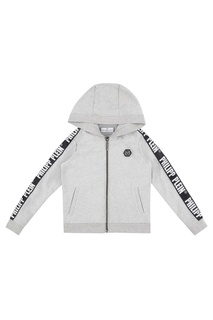 Серое худи на молнии Philipp Plein Kids