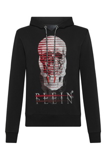 Черное худи с черепом из кристаллов Philipp Plein