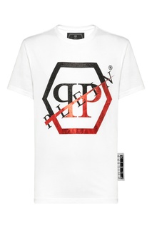 Белая футболка с эмблемой из кристаллов Philipp Plein