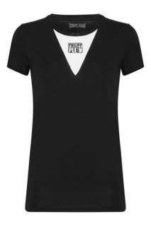 Черная футболка с контрастной вставкой Philipp Plein