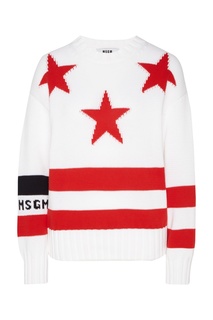 Красно-белый джемпер со звездами Msgm