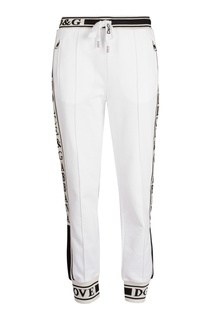 Белые спортивные брюки с логотипами Dolce & Gabbana