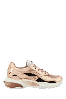 Золотистые кроссовки из ламинированной кожи Valentino