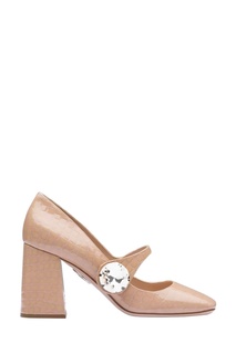 Бежевые туфли из крокодиловой кожи Miu Miu