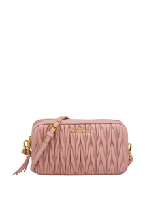 Розовая кожаная сумка со стеганым мотивом Miu Miu