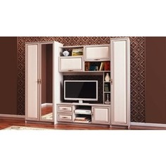 Шкаф многоцелевого назначения Олимп 06.99 Габриэлла вудлайн кремовый/профиль аруша венге патина/зеркало/латунь Olimp