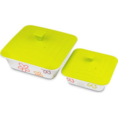 Набор форм для приготовления с крышками 2 штуки Oursson Cerammic & Silicone Цветы (BW2505SC/GA)