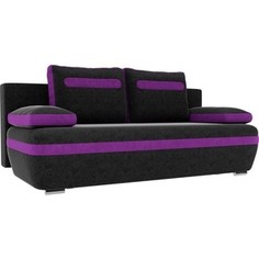 Прямой диван Лига Диванов Каир вельвет черный вставка фиолетовая