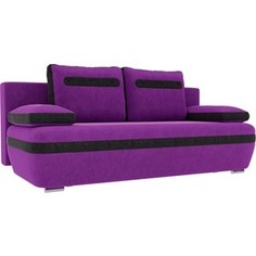 Прямой диван Лига Диванов Каир вельвет фиолетовый вставка черная