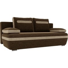 Прямой диван Лига Диванов Каир вельвет коричневый вставка бежевая