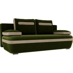 Прямой диван Лига Диванов Каир вельвет зеленый вставка бежевая