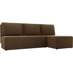 Угловой диван АртМебель Поло микровельвет коричневый правый угол