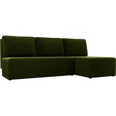 Угловой диван АртМебель Поло микровельвет зеленый правый угол