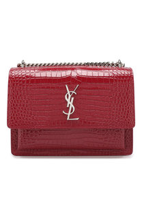 Сумка Sunset medium с тиснением под крокодила Saint Laurent