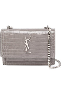 Сумка Sunset Monogram с тиснением под крокодила Saint Laurent