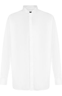 Хлопковая рубашка с воротником-стойкой Giorgio Armani