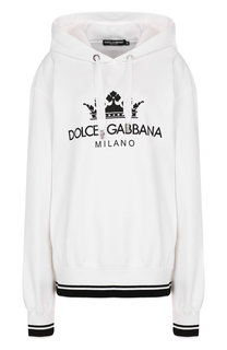 Хлопковая толстовка с капюшоном и контрастной надписью Dolce & Gabbana