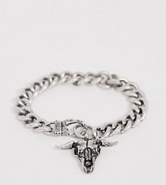 Серебристый массивный браслет с головой барана Reclaimed Vintage inspired эксклюзивно для ASOS - Серебряный