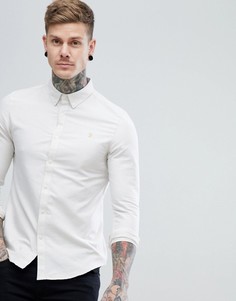 Бежевая оксфордская рубашка узкого кроя Farah Brewer - Белый