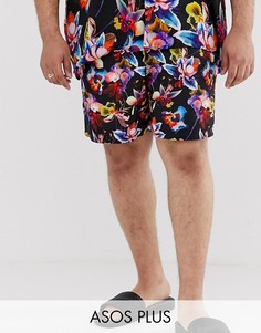 Шорты для плавания с ярким цветочным принтом ASOS DESIGN Plus - Черный