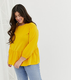 Выбеленный свободный топ с пышными рукавами ASOS DESIGN Curve - Желтый
