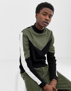 Черно-зеленый свитшот с высоким воротом ASOS DESIGN - Черный