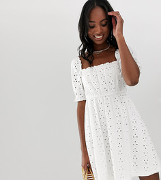 Платье мини с вышивкой ришелье ASOS DESIGN Tall - Белый