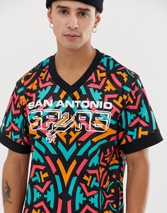 Черная сетчатая футболка с V-образным вырезом Mitchell & Ness San Antonio Spurs - Черный