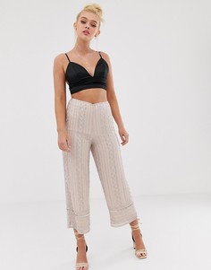 Широкие декорированные брюки Miss Selfridge - Розовый
